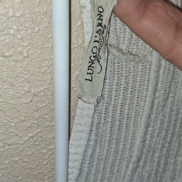 Lungo L'ARNO White Linen with Pink Flowers Tunic Top Neck Blouse 3X - Picture 5 of 7